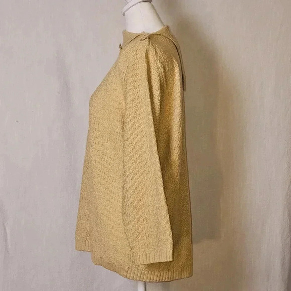 Vintage Hunters Run Gold Long Sleeve Button Cowl Neck Womens Sweater Sz M - Picture 5 of 12